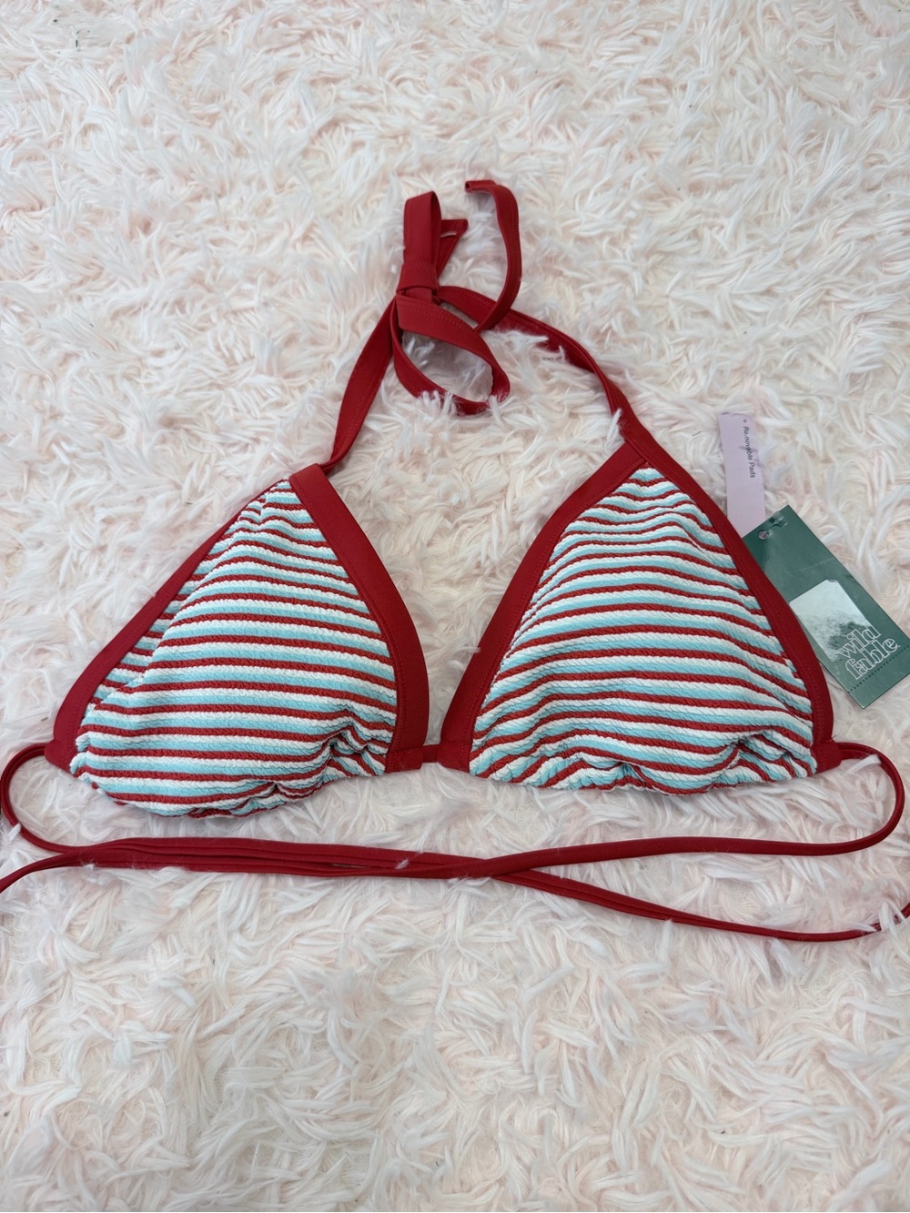 wild fable Red Trim Striped Triangle Bikini Top